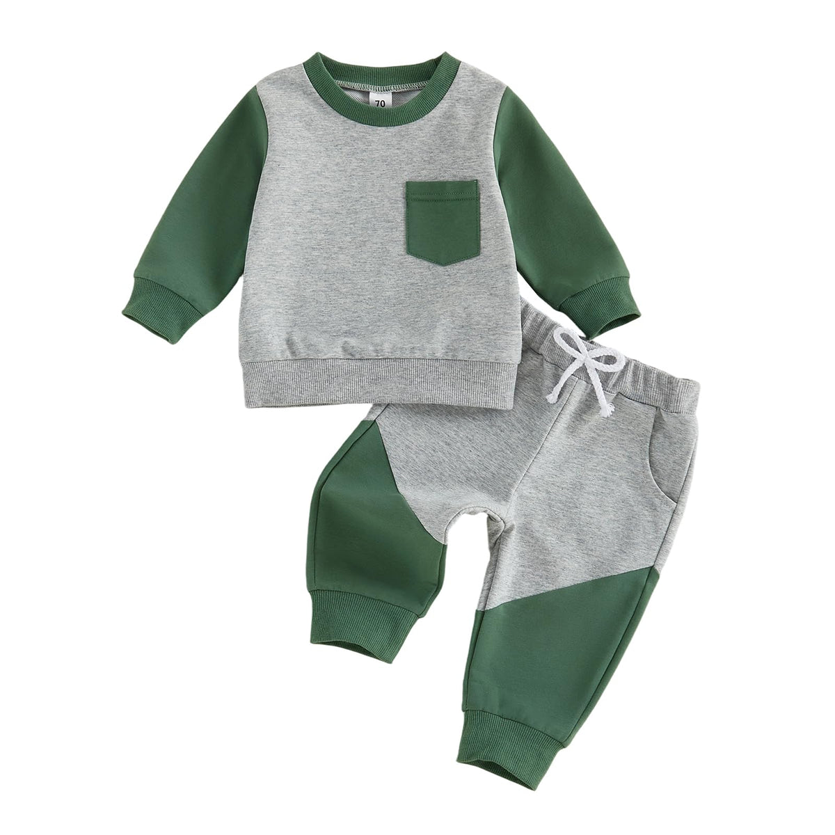 Kupretty Toddler Baby Boy Clothes Color Block Sweatshirt Pants Set