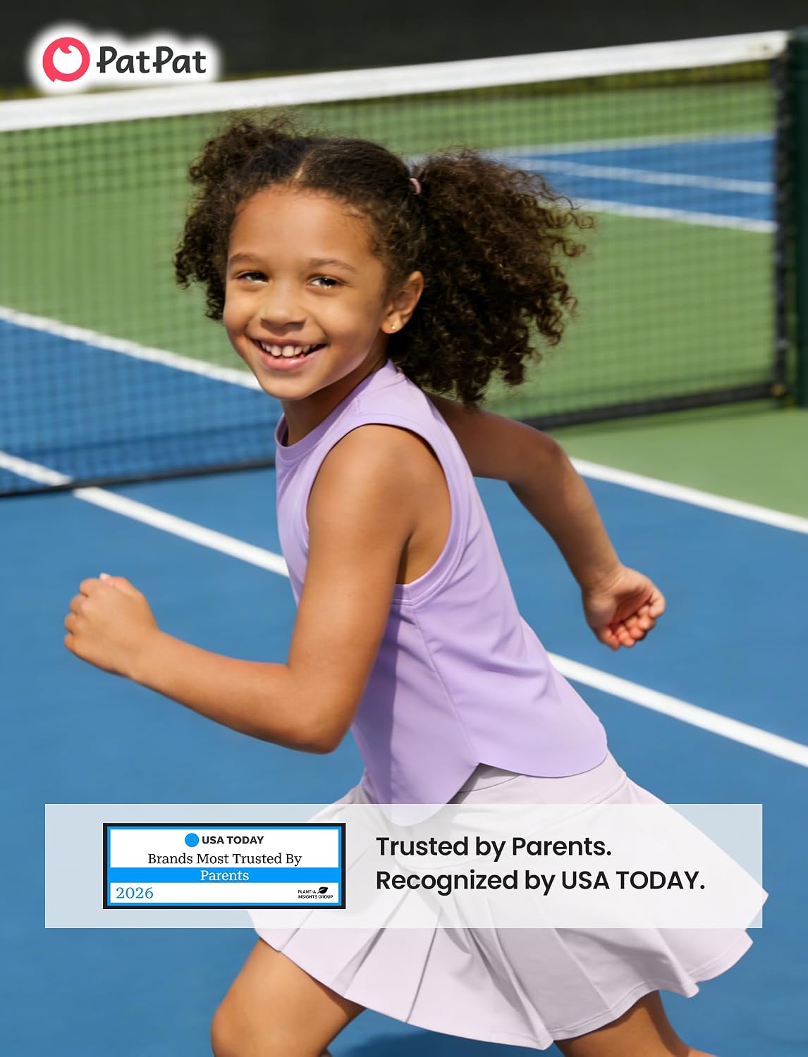 PATPAT Girls Tennis Skirt Sets Tank Top + Pleated Skort Activewear 5-12Y