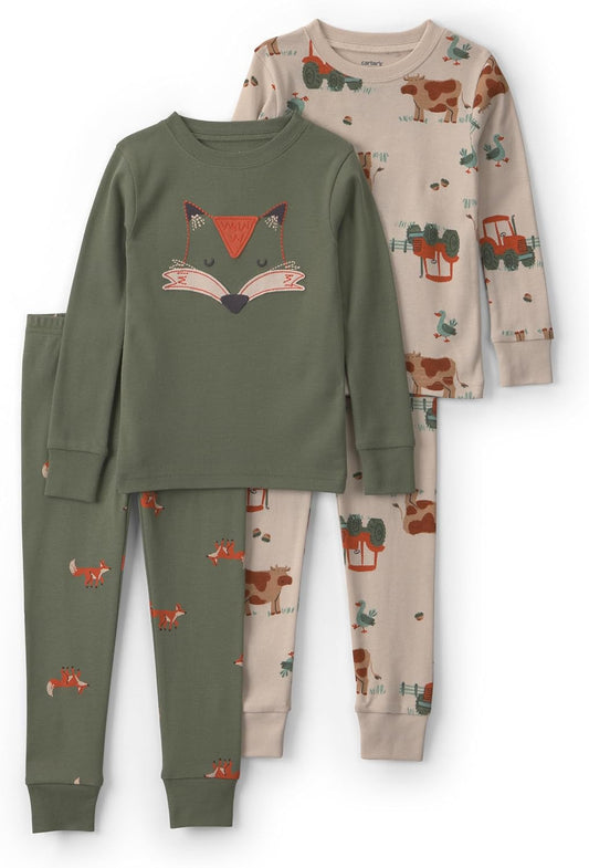 Carter's Boys' 4-piece Tight Fit Cotton Pajama Set