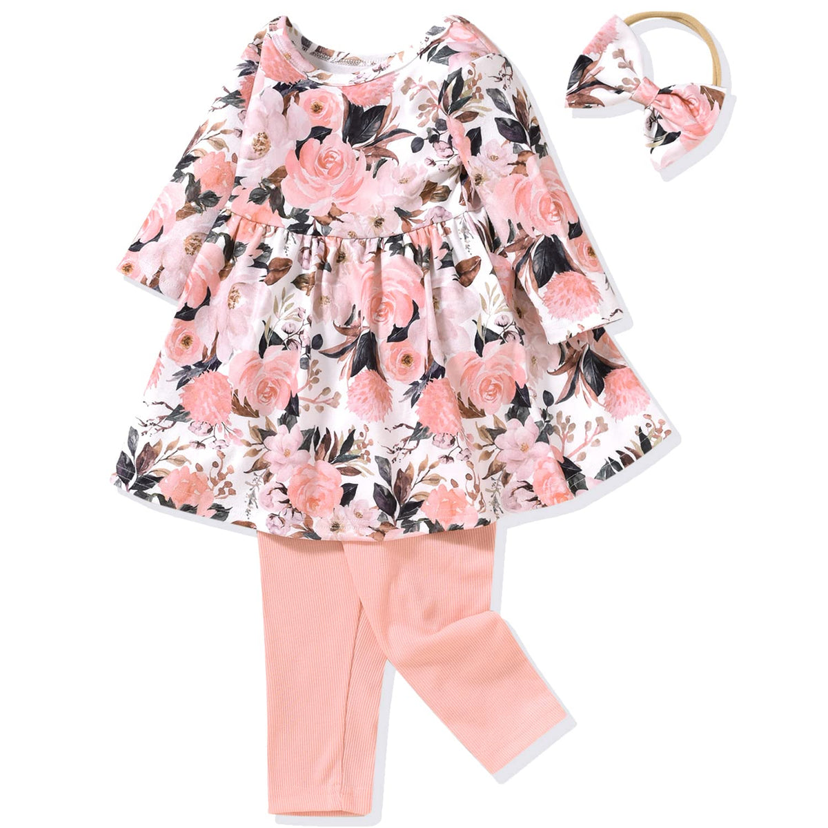 Aalizzwell Toddler Girls Floral Tunic Outfit for Fall Winter