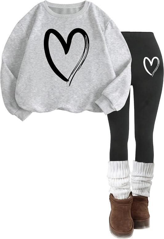 Girls 2 Piece Outfits Sweatshirt + Pants Clothes Set 6-14 Years