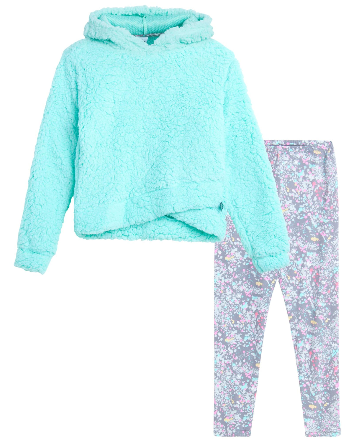 RBX Girls Active Pants Set 2 Piece Sherpa Sweatshirt & Leggings (7-12)