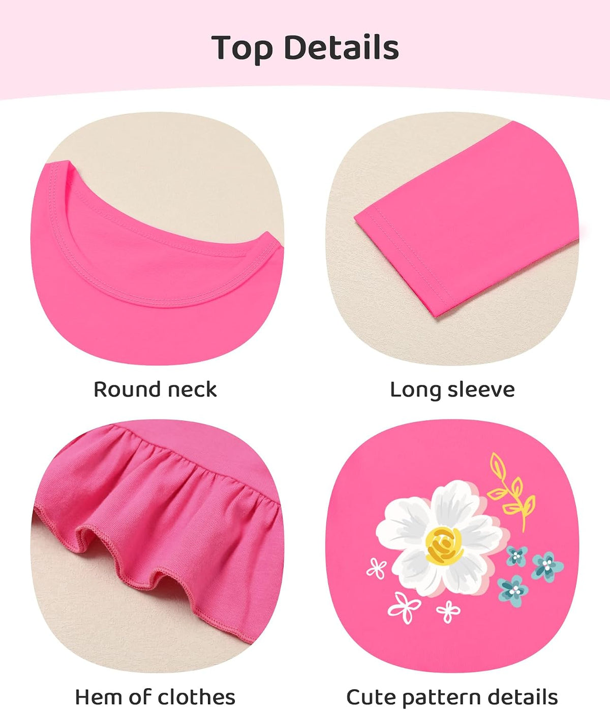 CARETOO Girls' clothing sets Fall Long Sleeve Top Pants Set Size 2-10