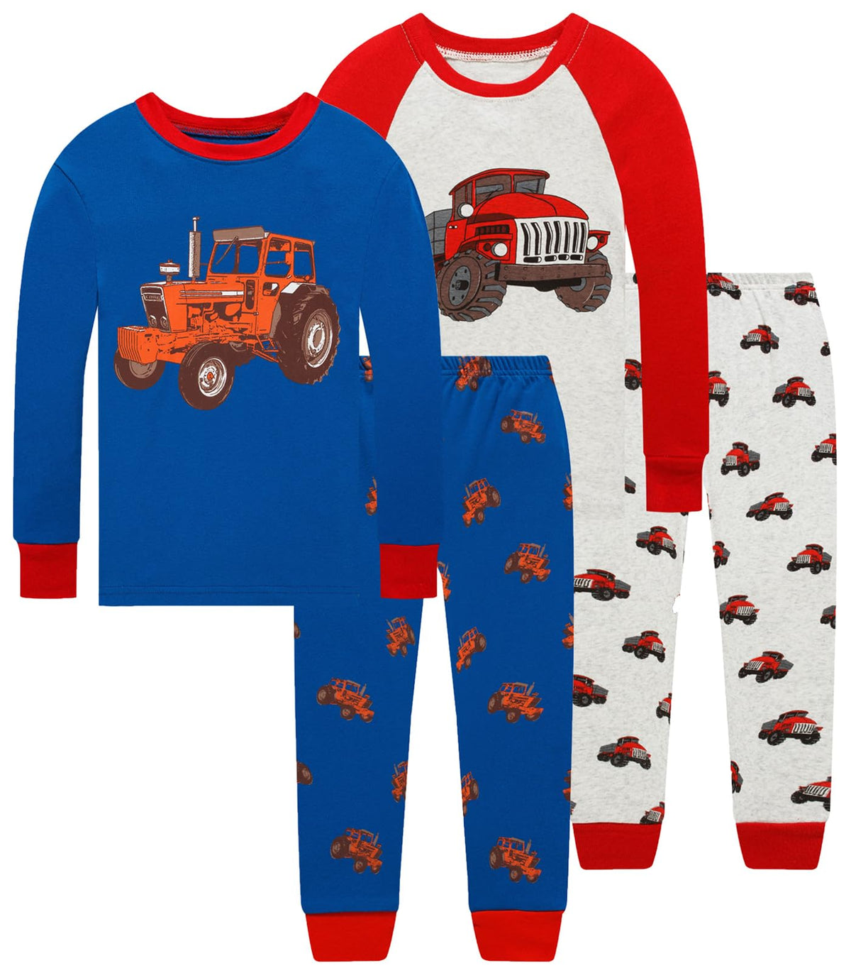 Little bety Boys 4 Pieces Cotton Pajamas Toddlers Long Sleeve 24M-12Years