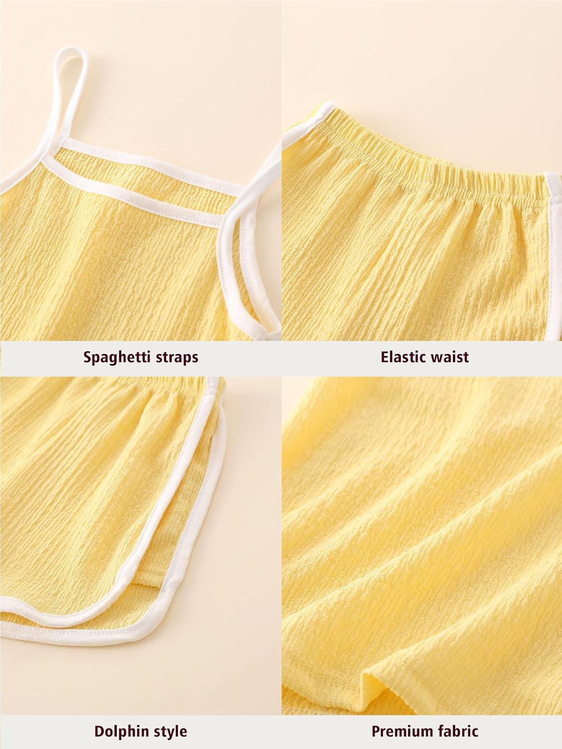 Girls Summer Clothes 4 Piece Cute Outfits Cami Tank Top and Dolphin Shorts Sets for Kid Casual, Dance, Beach