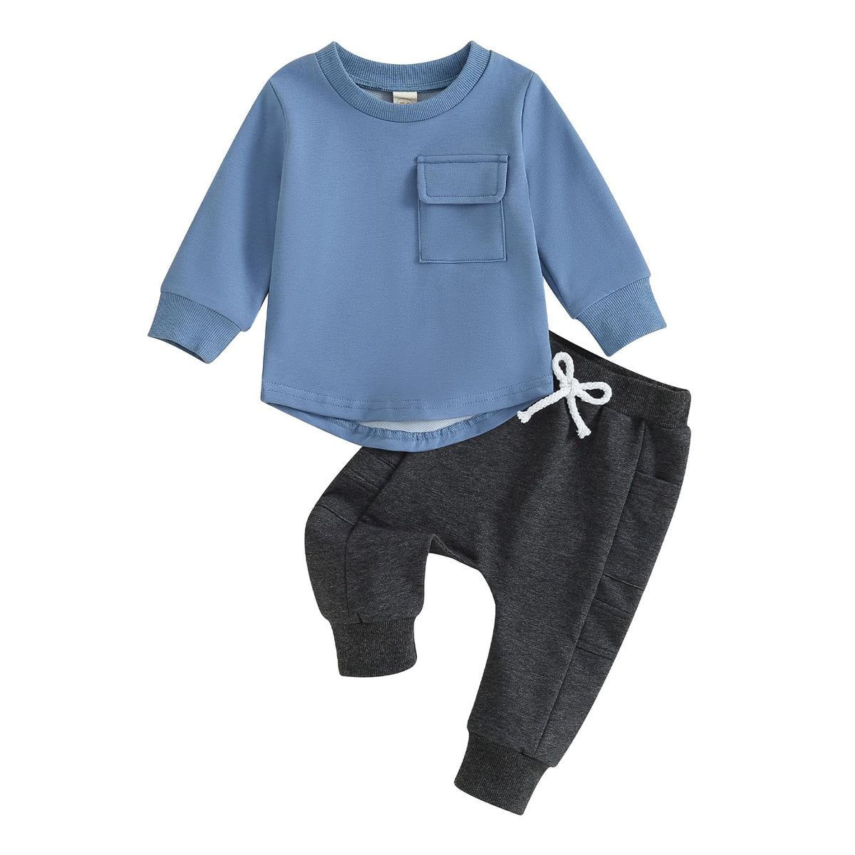 Toddler Baby Boy Fall Outfit Contrast Color Sweatshirt Tops with Elastic Waist Pants Cute Infant Newborn Winter Clothes