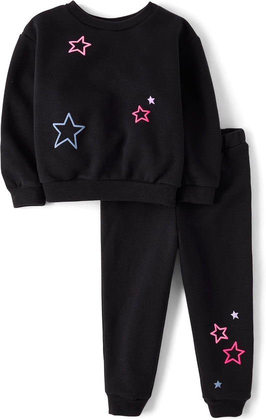 The Children's Place Baby Girls' And Toddler Long Sleeve Active Shirt and Pant, 2 Piece Outfit