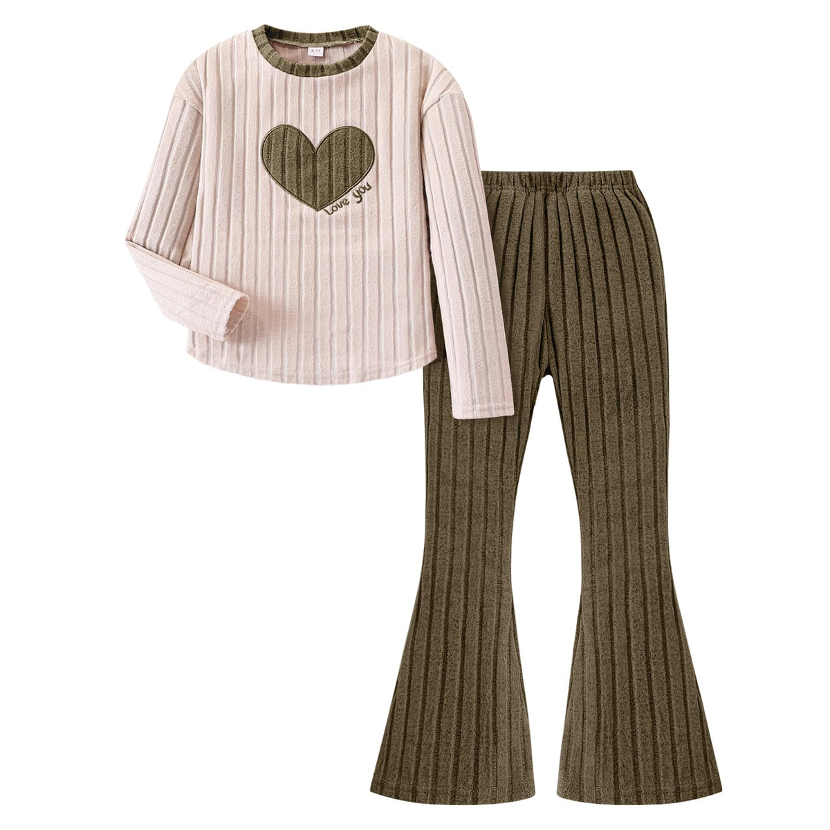 Tween Girls Clothes Ribbed Knit Color Block Long Sleeve Shirt and Flare Pants Fall Outfits Size 6-12