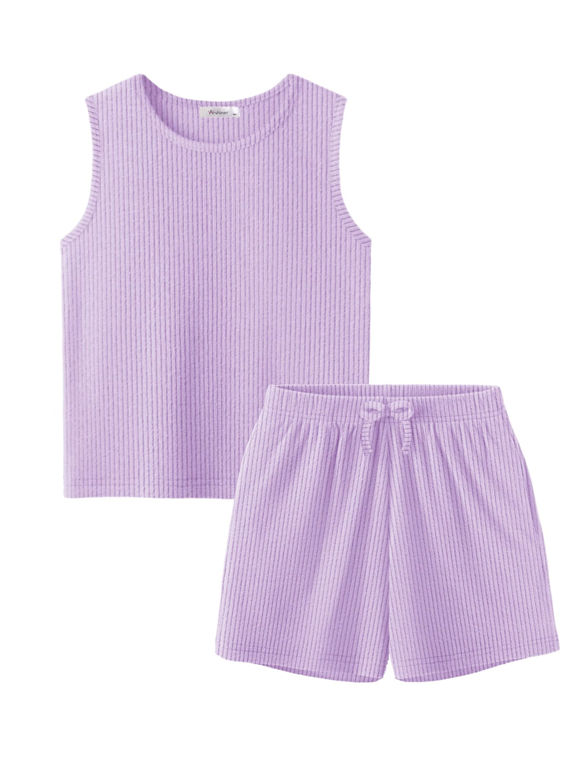 Arshiner Girls Summer 2 Piece Outfits Sleeveless Rib Knit Tops and Shorts