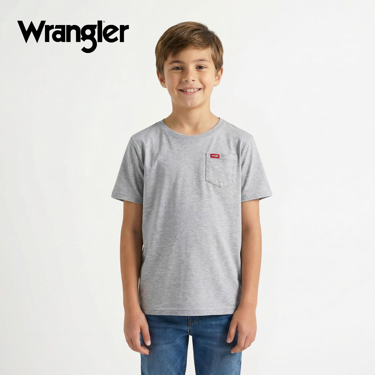 Wrangler Boys T Shirts 2-Pack - Crew Neck Pocket Tee, Soft Cotton Blend