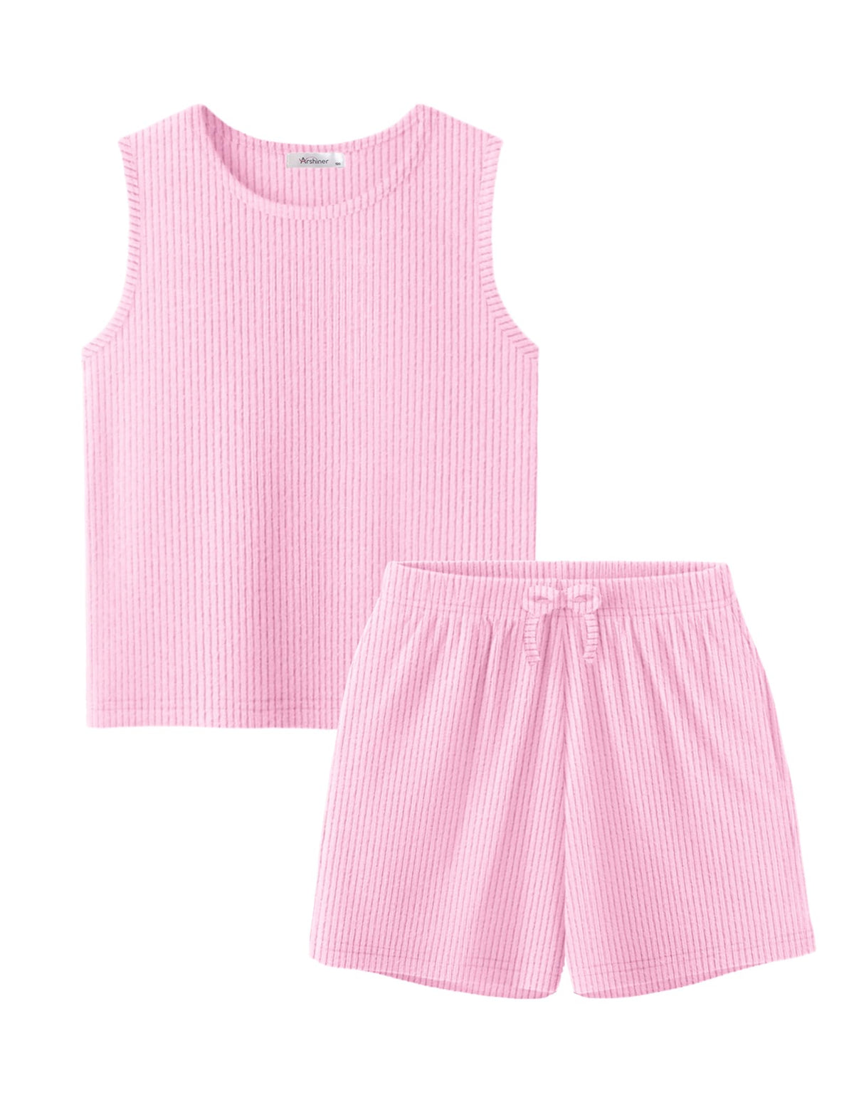 Arshiner Girls Summer 2 Piece Outfits Sleeveless Rib Knit Tops and Shorts