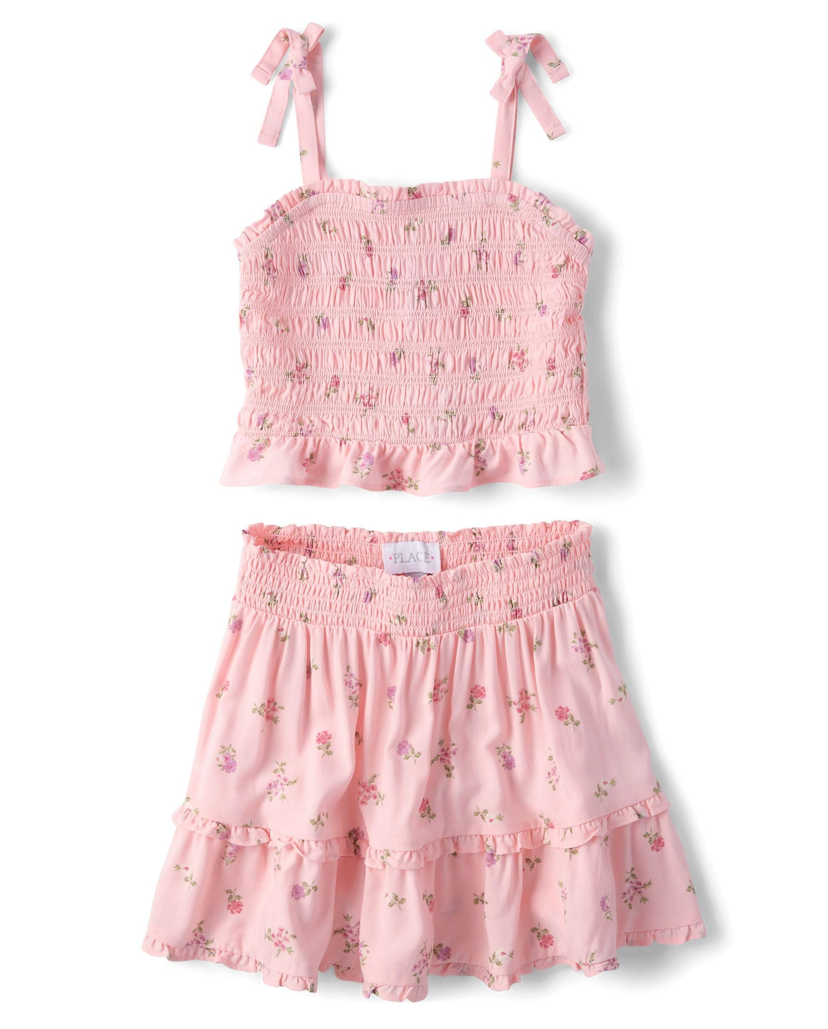 The Children's Place Girls' Smocked Top and Skirt 2 Piece Set