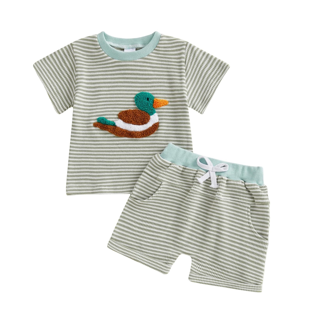 Toddler Baby Boy Summer Clothes Waffle Truck Embroidery Short Sleeve Tops T-Shirt and Shorts Sets Cute 2Pcs Outfits