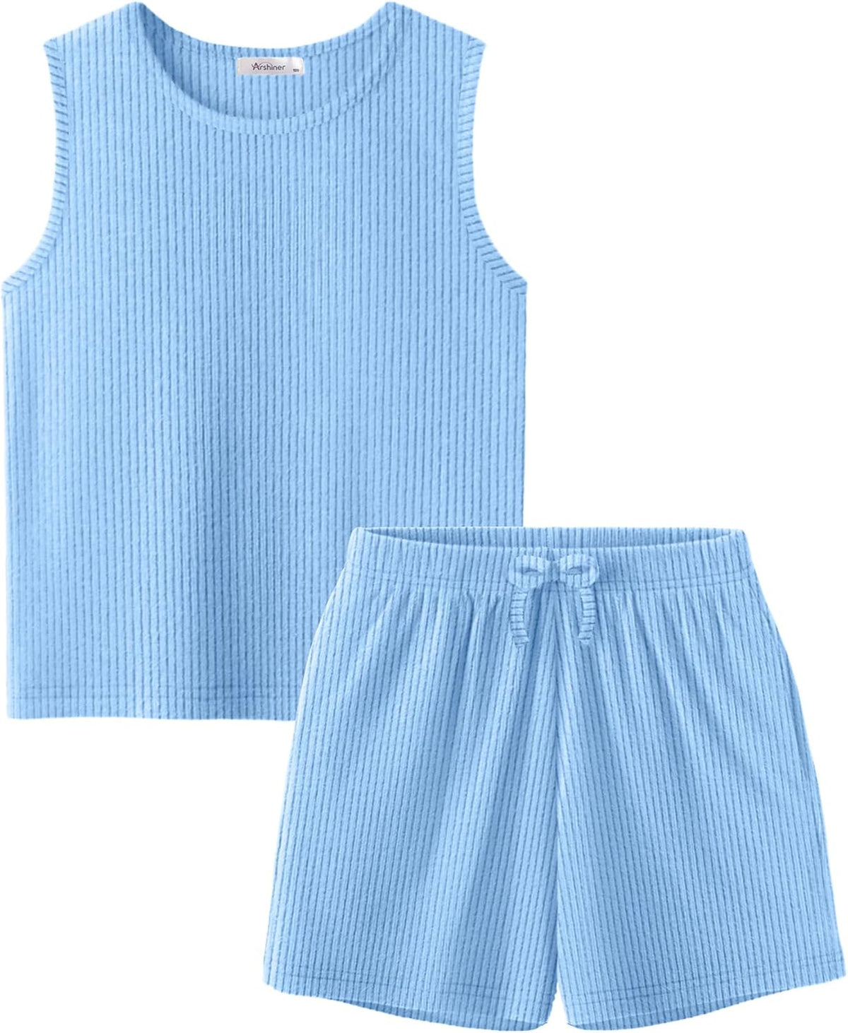 Arshiner Girls Summer 2 Piece Outfits Sleeveless Rib Knit Tops and Shorts