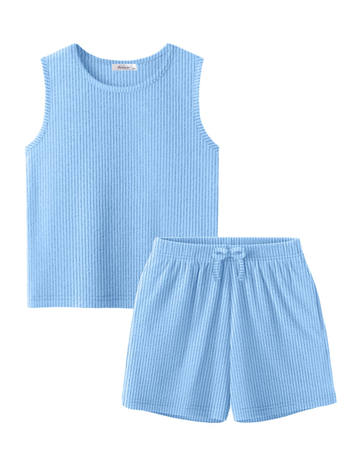 Arshiner Girls Summer 2 Piece Outfits Sleeveless Rib Knit Tops and Shorts
