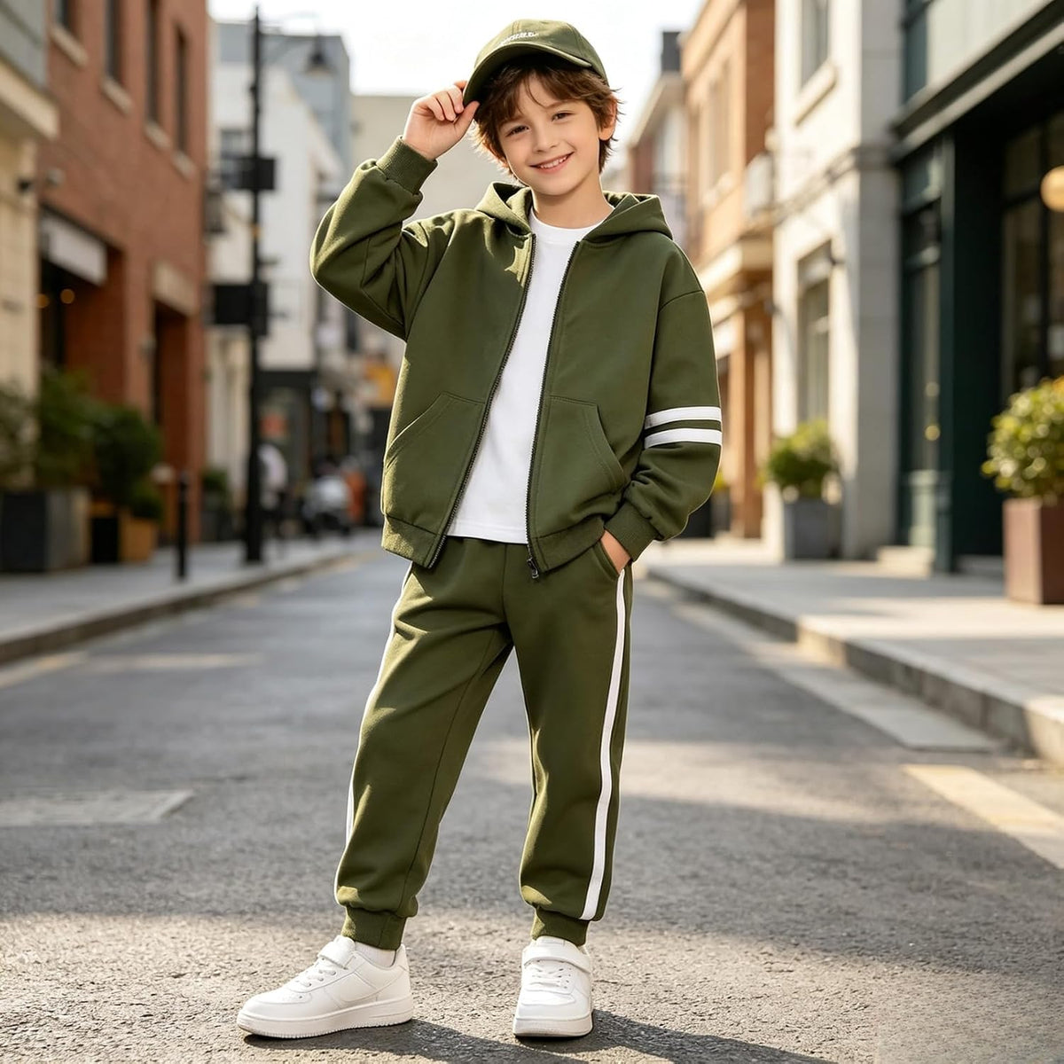 Boys Clothes 2 Piece Sweatsuit Set Zip Up Hoodie Sweatshirt and Pants Kids Boys Fall Winter Outfits Size 6-13 Years