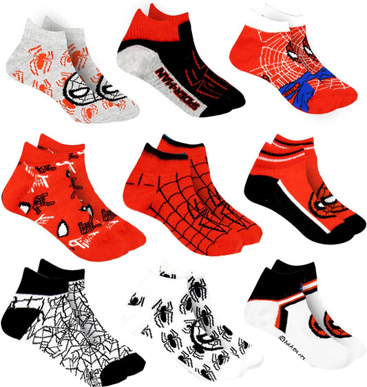 Marvel Spider-man Socks for Boys, 10 Pairs Low Cut Socks for Boys Ages 3-9
