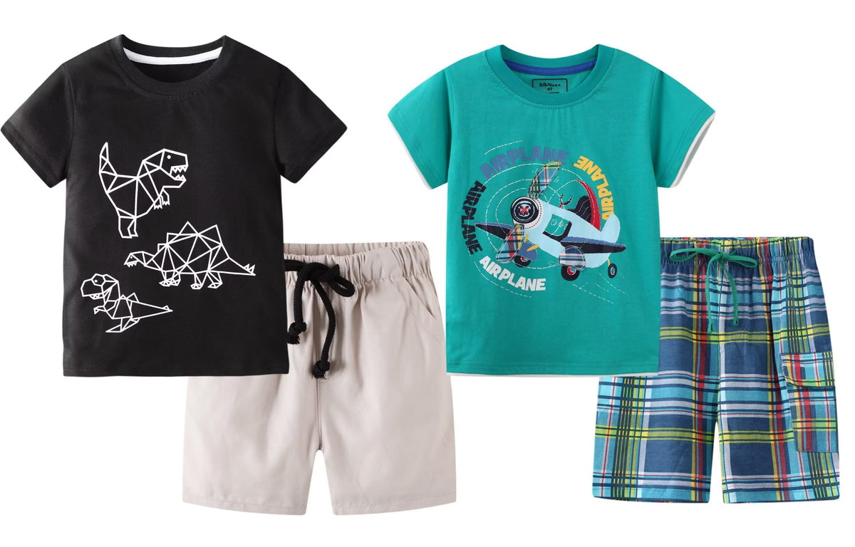 Toddler Boy Summer Clothes Outfits Short Sleeve Shirt Set 2-7 Years