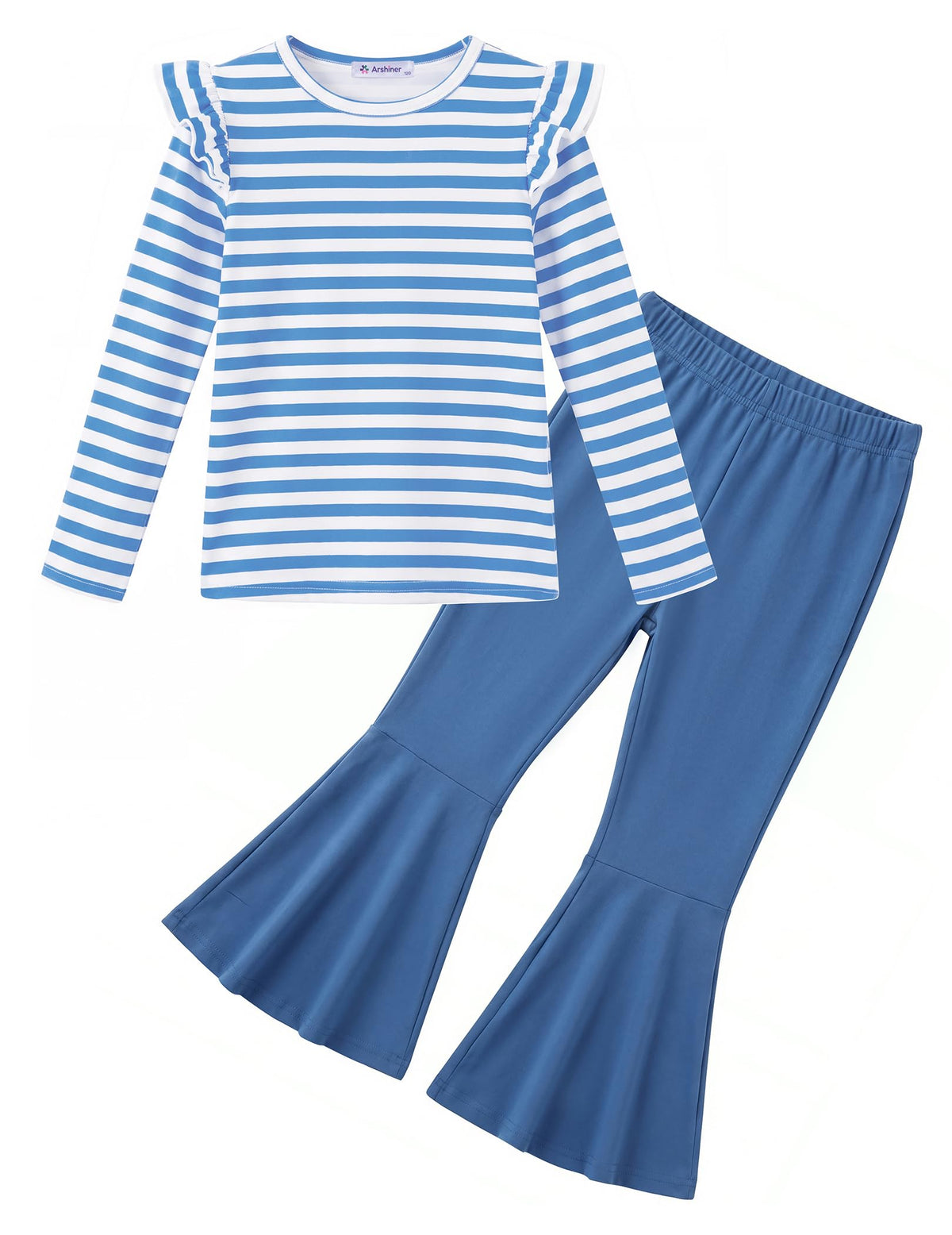 Arshiner Girls 2 Piece Outfits Flare Pants Knit Set Toddler Printed Clothes