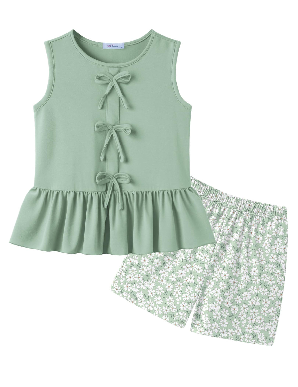 Arshiner Girls Clothes Summer 2 Piece Outfit Butterfly Knot Tops and Shorts