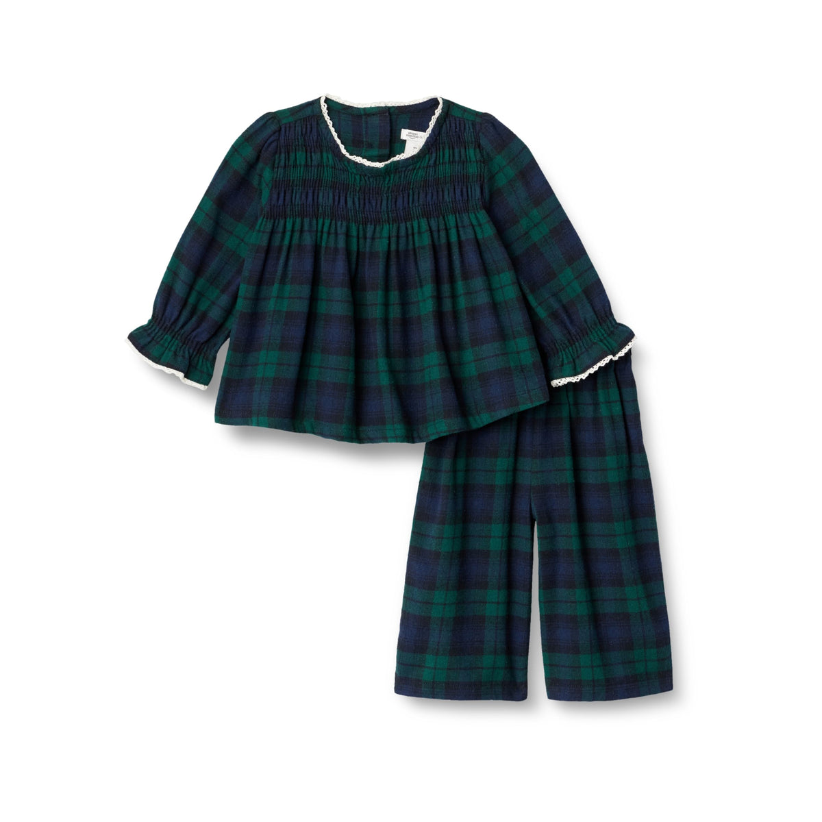 Amazon Essentials x Sofia Grainge Unisex Toddlers and Babies' Long Sleeve Flannel Set with Smocked Bodice, Lace Trim