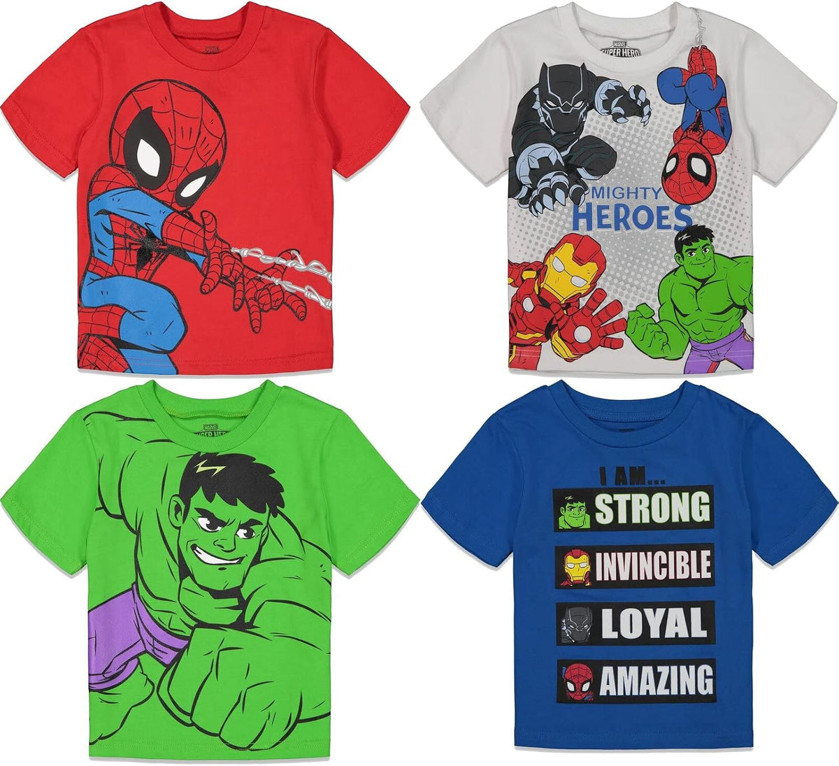 Marvel Boys' Short Sleeve T-Shirt 4-Pack Toddler to Little Kid