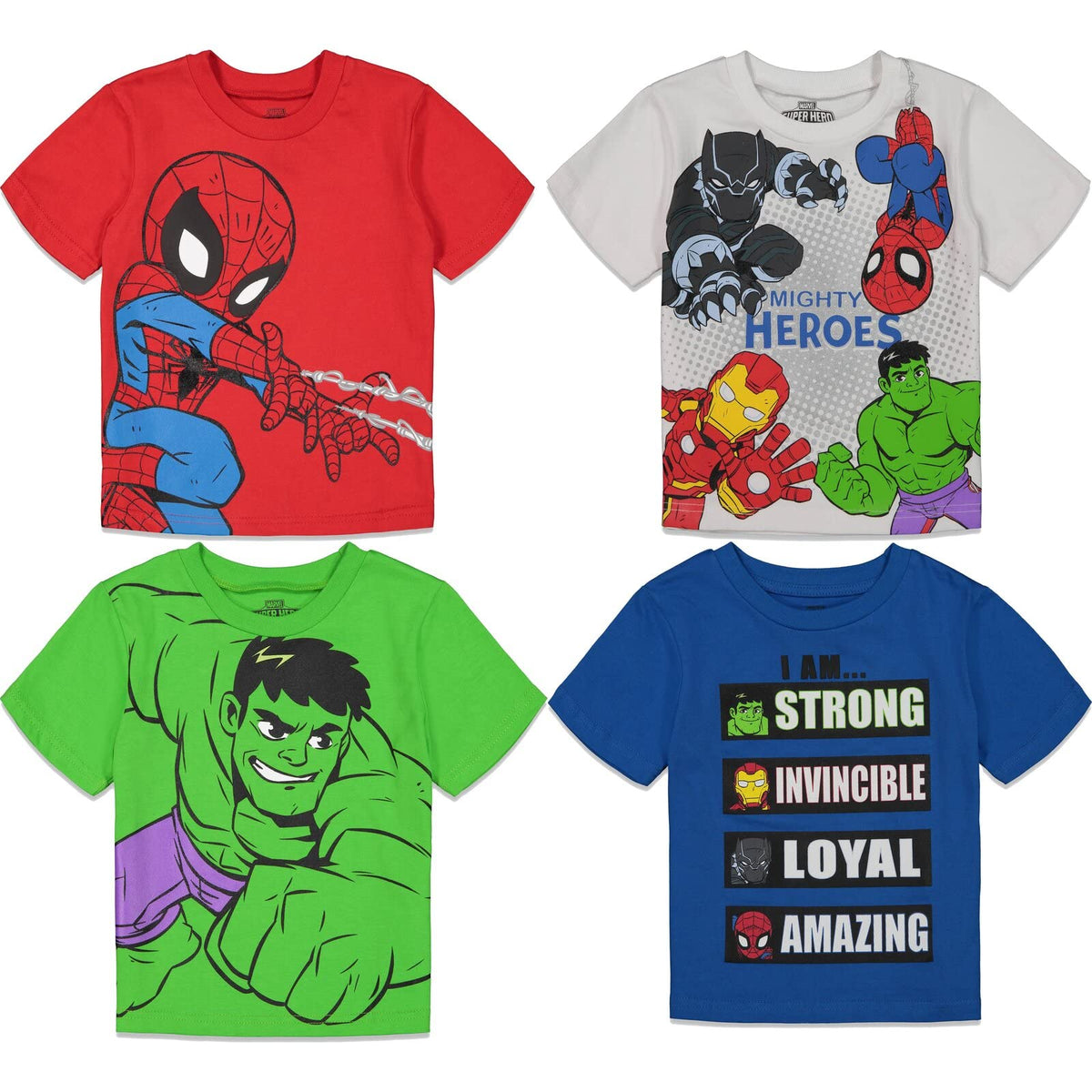 Marvel Boys' Short Sleeve T-Shirt 4-Pack Toddler to Little Kid
