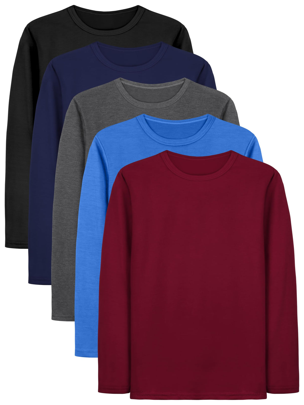 Cooraby 5 Pack Boy and Toddlers Long Sleeve Shirts Kids Top Tees Shirts