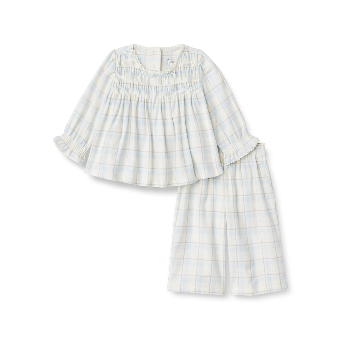Amazon Essentials x Sofia Grainge Unisex Toddlers and Babies' Long Sleeve Flannel Set with Smocked Bodice, Lace Trim