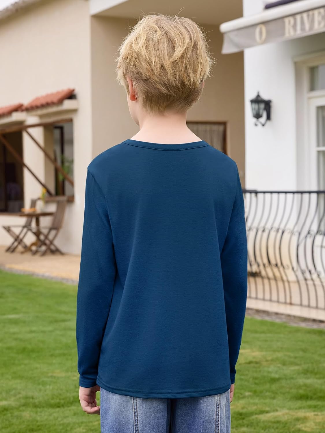 Haloumoning Boys Long Sleeve Shirts Color Block Fall Tops 5-14Y