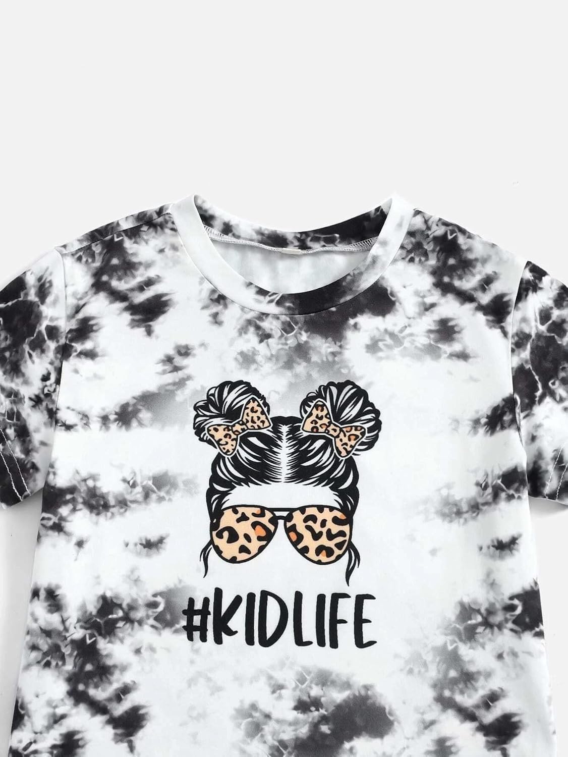 Axumity Kid Toddler Girl Clothes Summer Ruffle Sleeve Figure Graphic Shirt + Shorts Summer Outfits Set