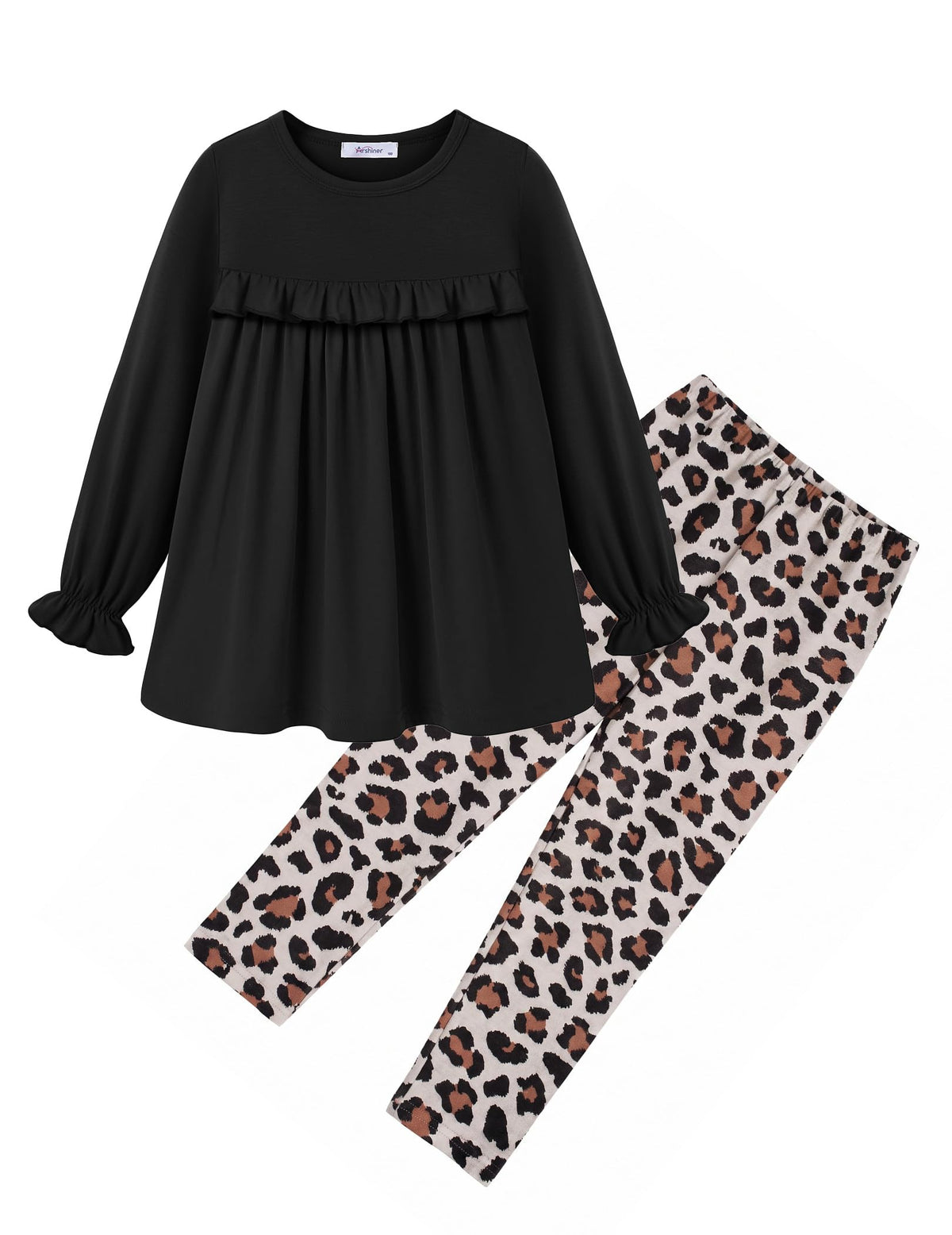 Arshiner Girls 2 Piece Outfits Toddler Fall Ruffle Shirt and Leggings Sets