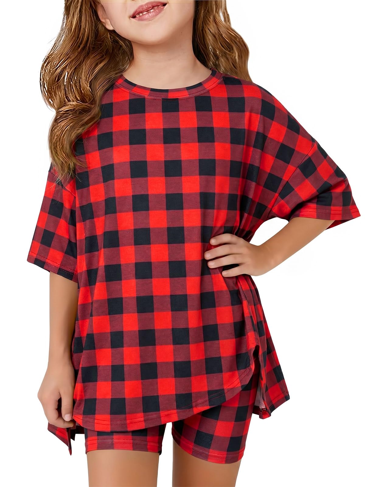 Haloumoning Girls Summer Lounge Set Oversized 2 Piece Clothing Sets