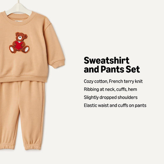Amazon Essentials x Sofia Grainge Unisex Toddlers and Babies' Sweatshirt & Sweatpant Set