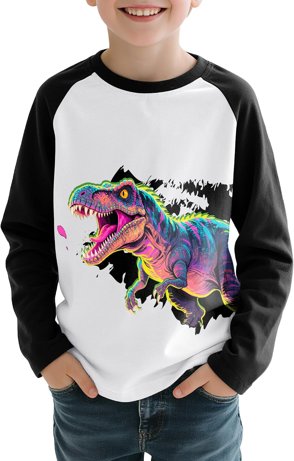 Toddler Boys Long Sleeve Shirts Crewneck Kids T-Shirts Graphic Casual Tops for 3-8 Years