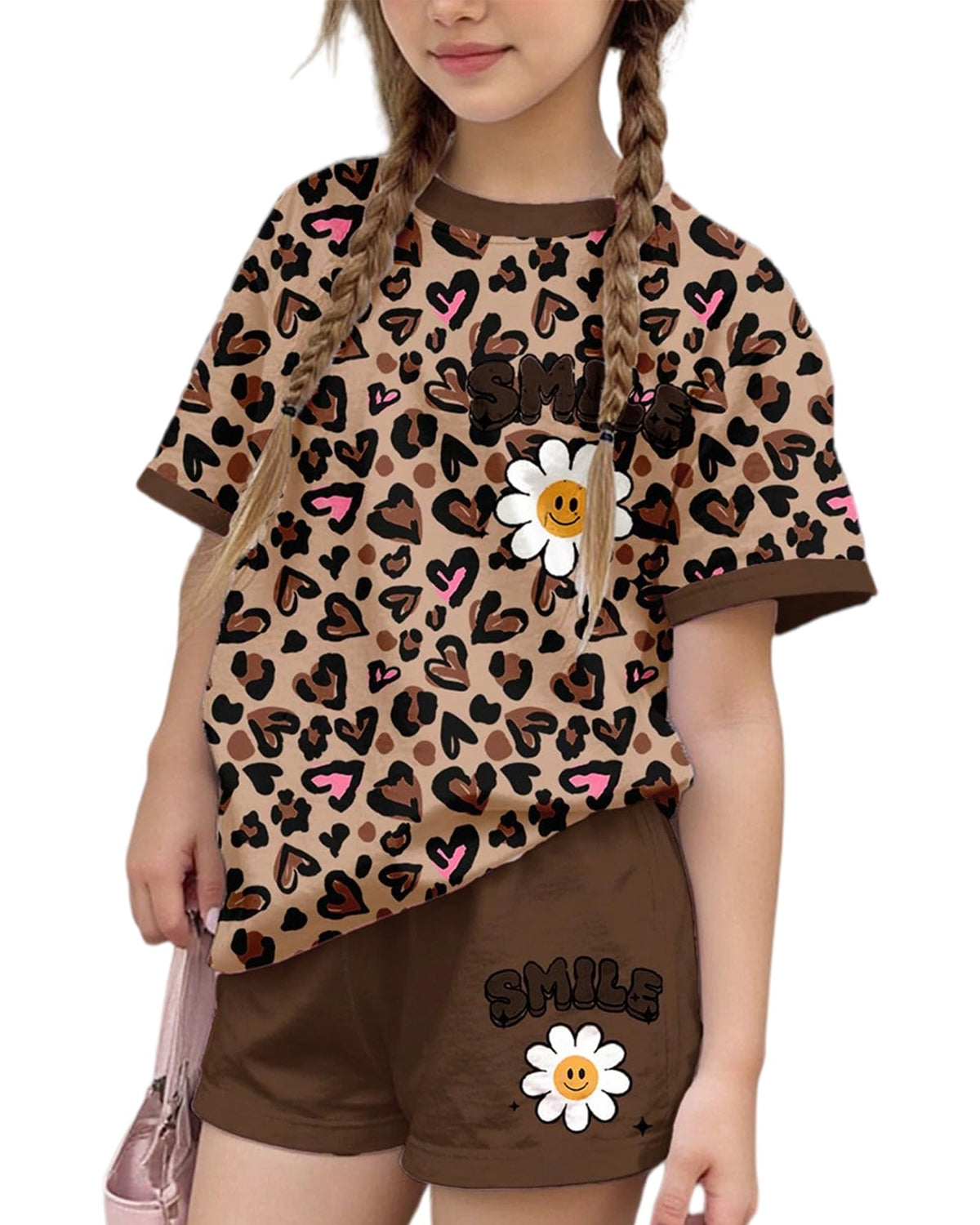 Girls 2 Piece Outfits 4-13 Years Summer Clothes Set Short Sleeve