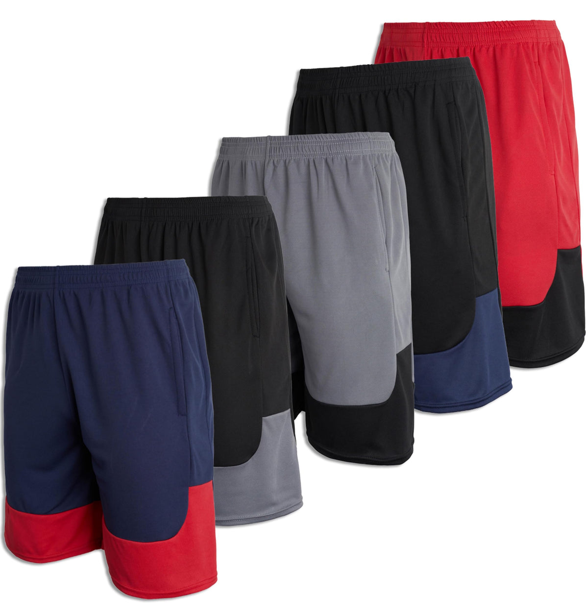 5 Pack Boys' Mesh Athletic Shorts Basketball Kids Soccer Sports Pockets