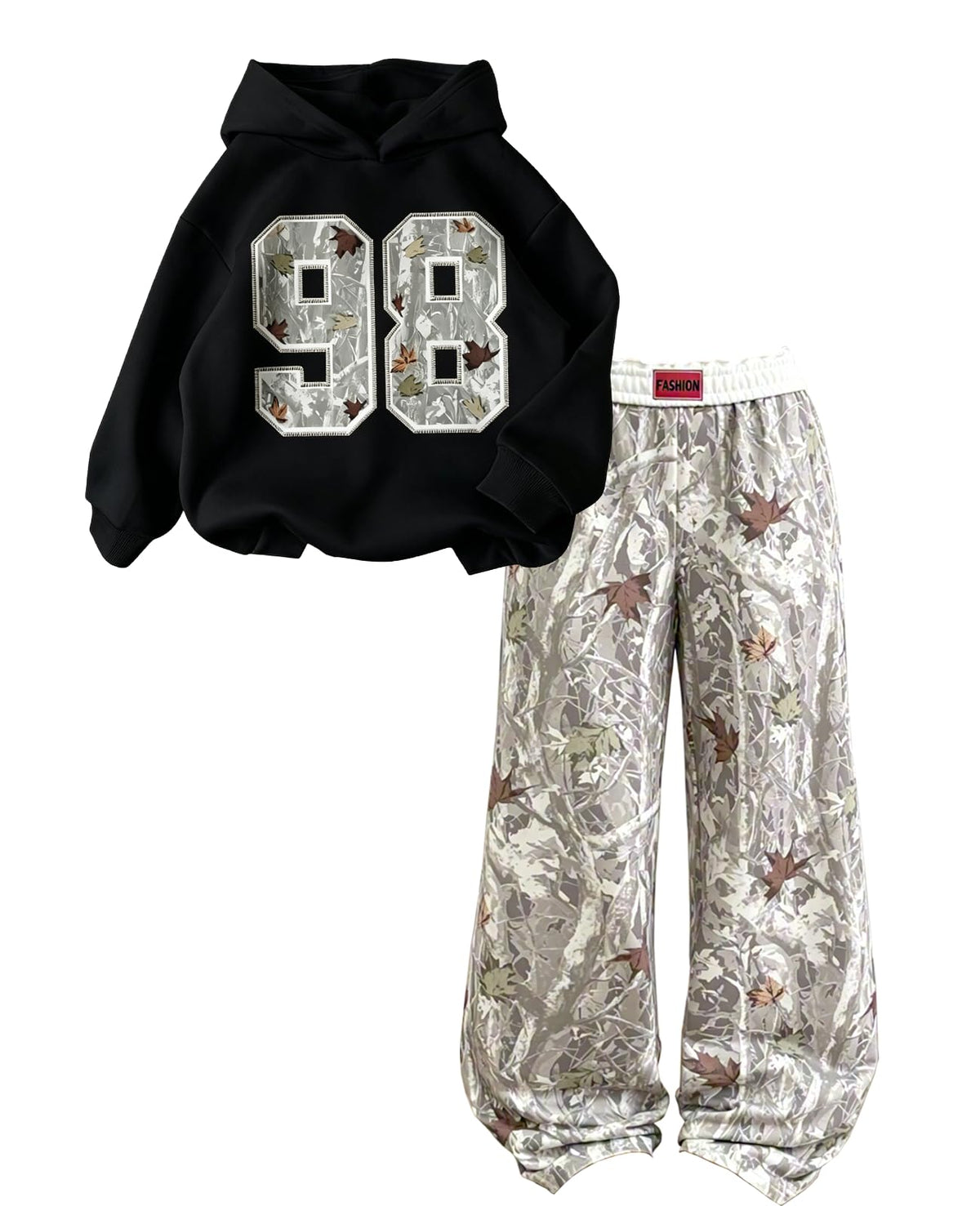 Teen Girls Outfits Maple Hoodie Wide Leg Sweatpants 2PC Tracksuit 7-14Y