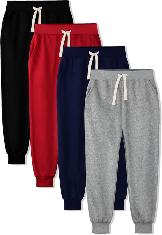 4 Pack Boys Sweatpants Boys Joggers Cotton Kids Youth Athletic Pants Pocket