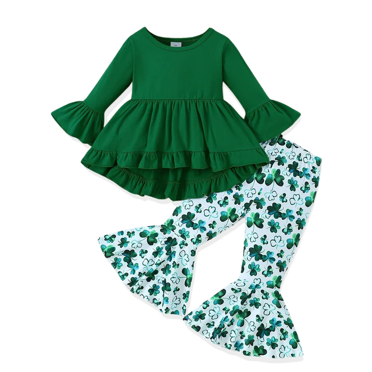 Toddler Girl Clothes Ruffle Long Sleeve Heart Print Tops and Pants 2PC Little Girl Winter Outfits Size (4-7T)