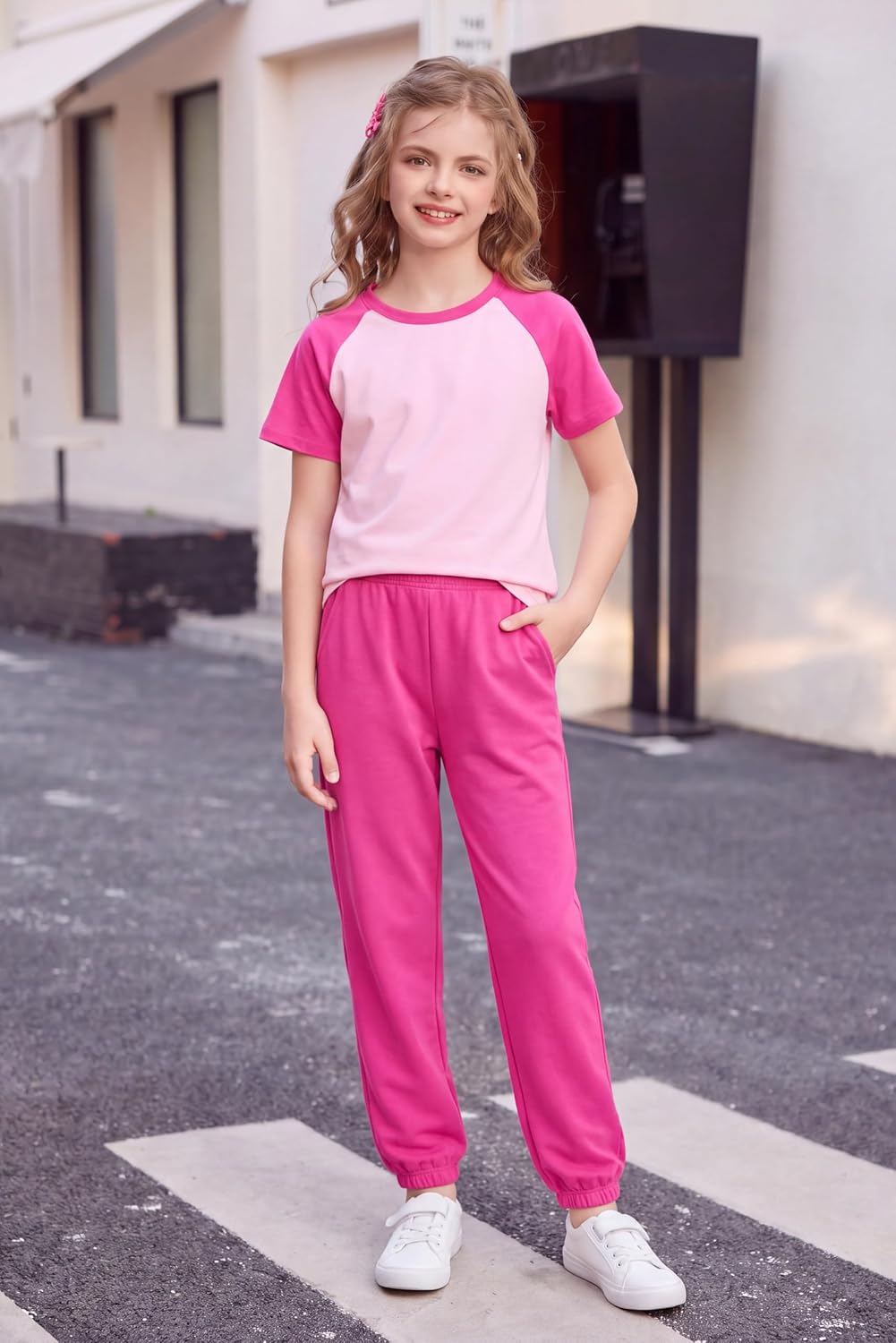Arshiner Girls Outfits Fashion Short Sleeve Tops and Jogger Pants Set