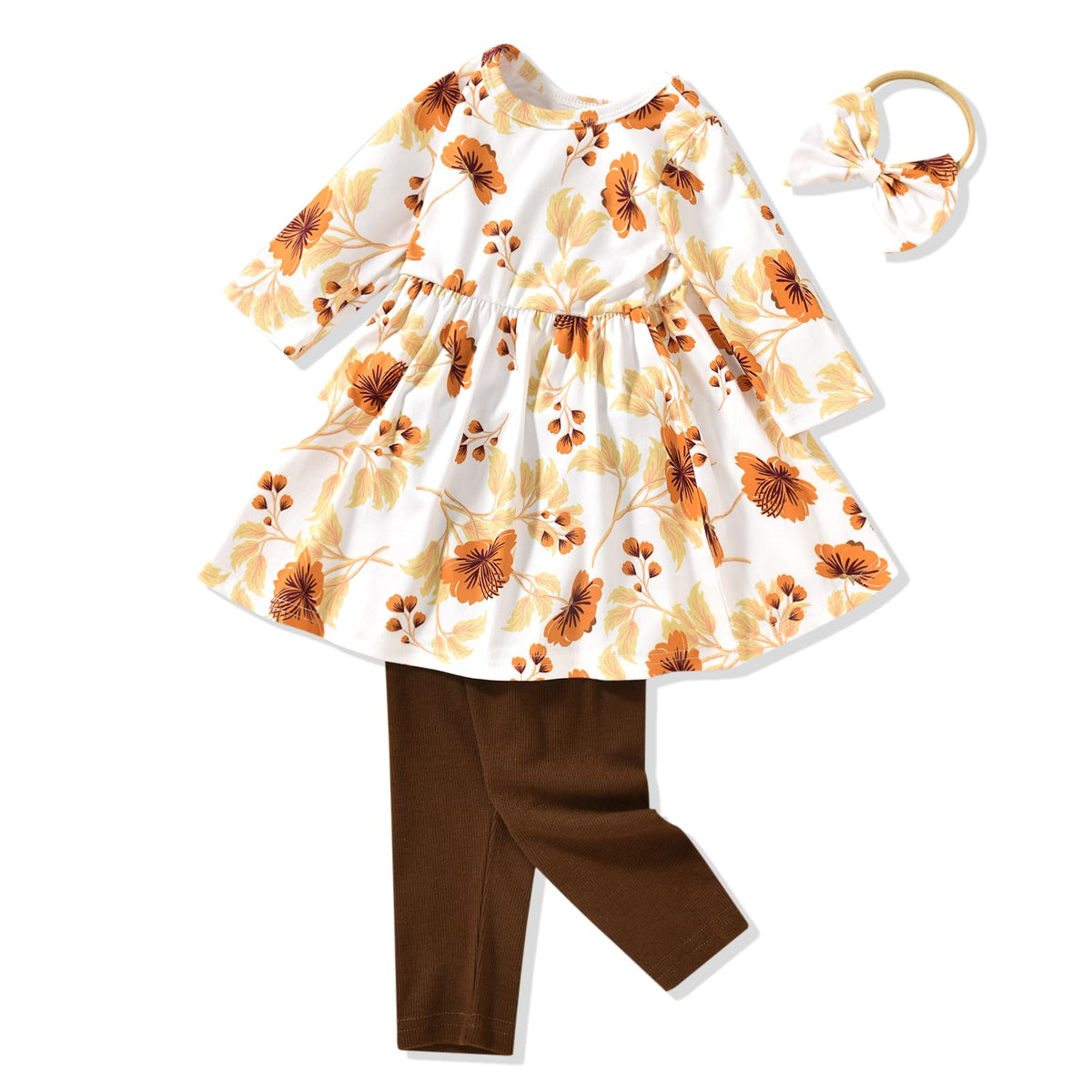 Aalizzwell Toddler Girls Floral Tunic Outfit for Fall Winter