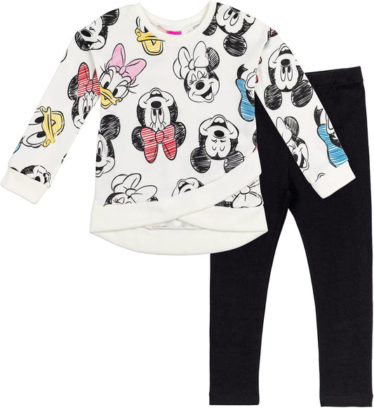 Disney Minnie Mouse Fleece Sweatshirt and Leggings Outfit Set Infant to Big Kid Sizes (12 Months - 14-16)
