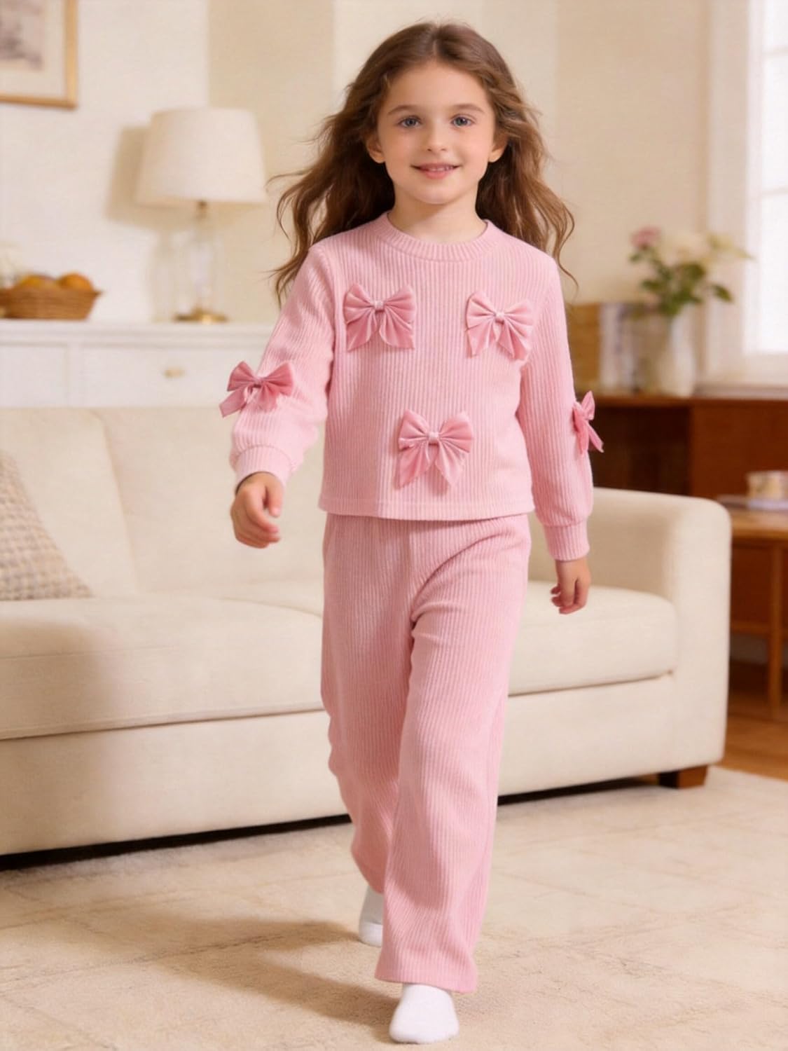 Toddler Girl Clothes 2 Piece Little Girls Bowknot Fall Outfits