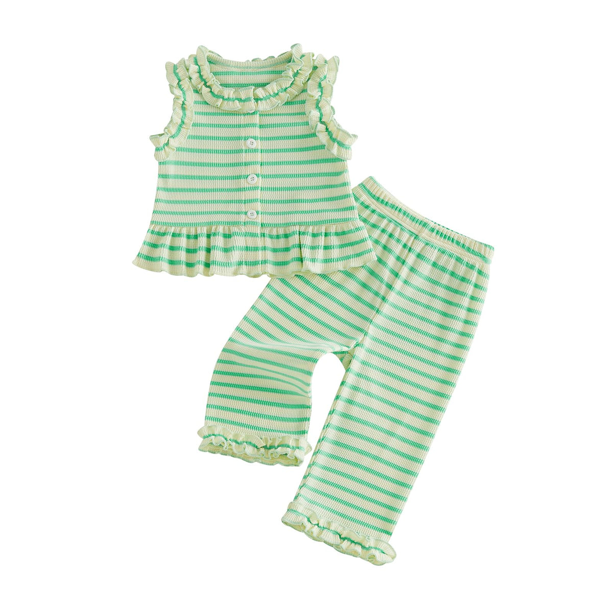 Kupretty Toddler Girl Clothes Ruffle Sleeveless Shirt Pants Set