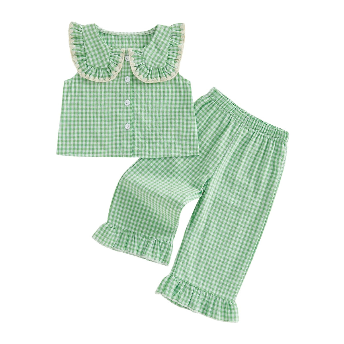Kupretty Toddler Girl Clothes Ruffle Sleeveless Shirt Pants Set