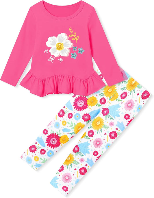CARETOO Girls' clothing sets Fall Long Sleeve Top Pants Set Size 2-10