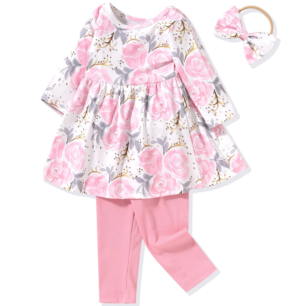 Aalizzwell Toddler Girls Floral Tunic Outfit for Fall Winter