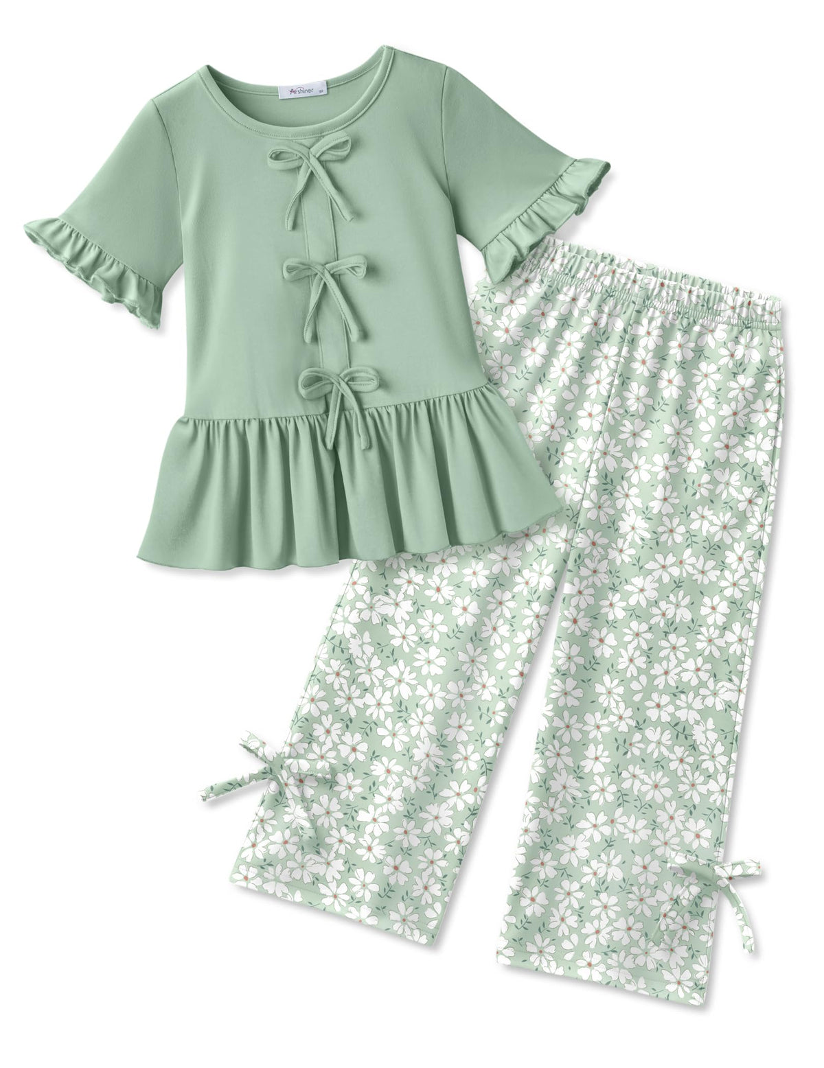Arshiner Girls Clothes 2 Piece Outfits Butterfly Knot Top and Wide Leg Pant