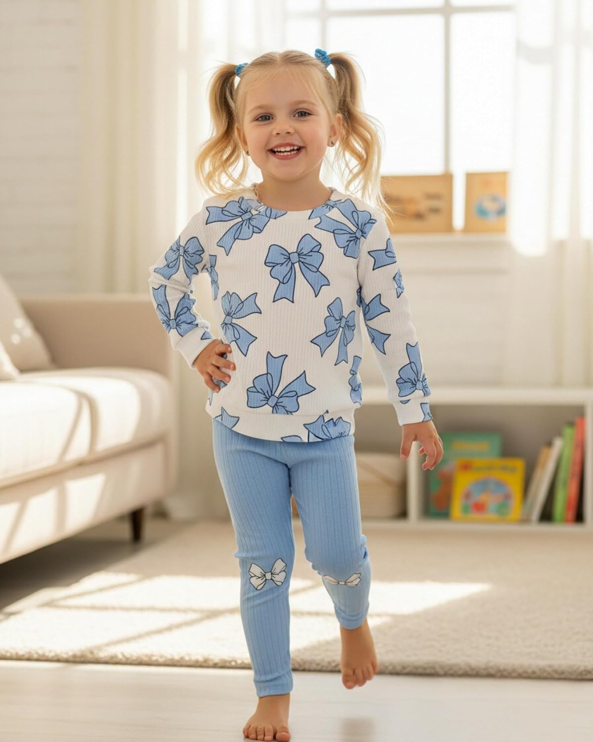 SODLON Girls Clothes Little Girl Fall Winter Leggings Pants Outfits 2-7Y